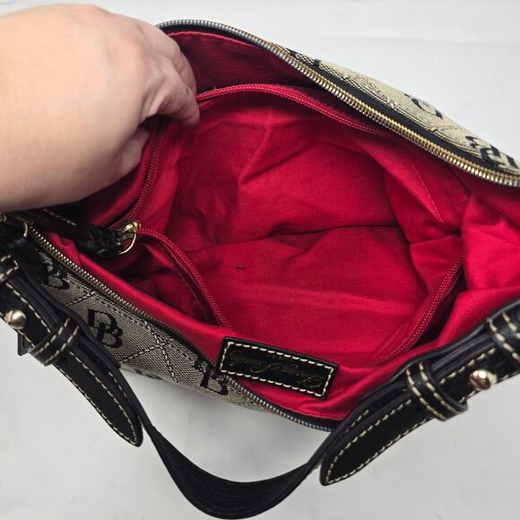 Dooney & Bourke Erica Signature Monogram Leather Trim Hobo Bag Purse Grey Black - Picture 13 of 13